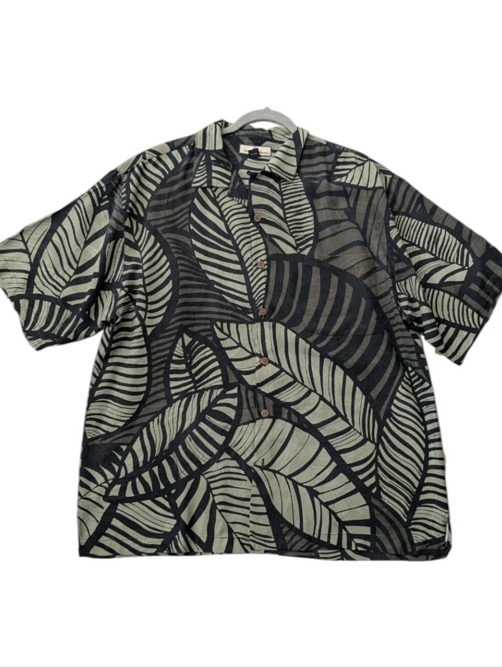 Tommy Bahama Silk Hawaiian Camp Shirt Palm Leaf‎ Print Button Down Mens Large